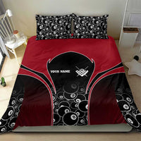 Personalized Billiards Eight Ball Bedding Set with Red Wing Emblem and Black Gradient Bubble Pattern - Wonder Print Shop