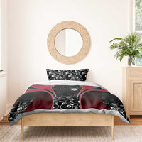 Personalized Billiards Eight Ball Bedding Set with Red Wing Emblem and Black Gradient Bubble Pattern - Wonder Print Shop