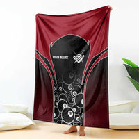 Personalized Billiards Eight Ball Blanket with Red Wing Emblem and Black Gradient Bubble Pattern - Wonder Print Shop