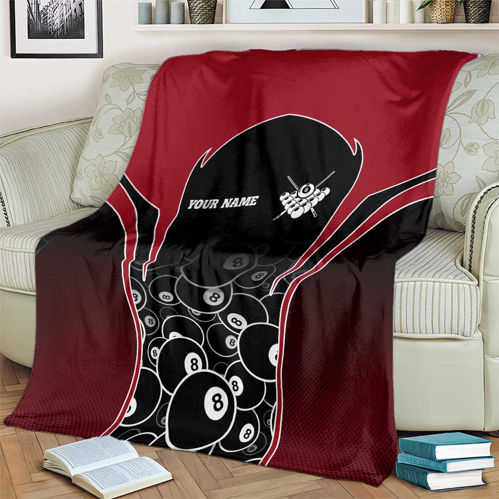 Personalized Billiards Eight Ball Blanket with Red Wing Emblem and Black Gradient Bubble Pattern - Wonder Print Shop
