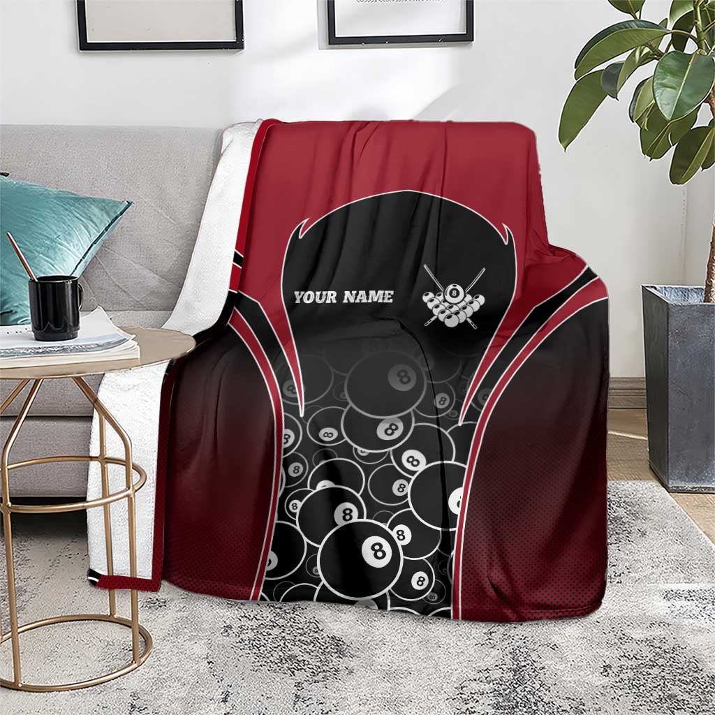 Personalized Billiards Eight Ball Blanket with Red Wing Emblem and Black Gradient Bubble Pattern - Wonder Print Shop