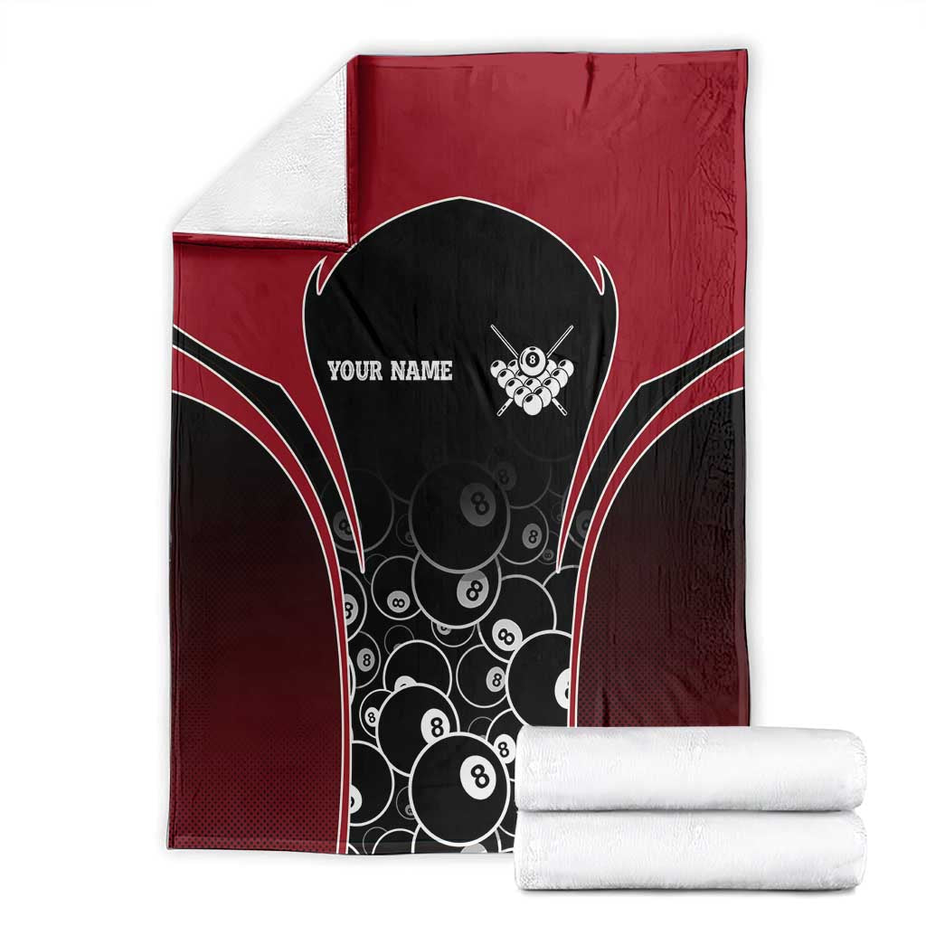 Personalized Billiards Eight Ball Blanket with Red Wing Emblem and Black Gradient Bubble Pattern - Wonder Print Shop