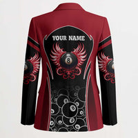 Personalized Billiards Eight Ball Blazer with Red Wing Emblem and Black Gradient Bubble Pattern - Wonder Print Shop