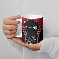 Personalized Billiards Eight Ball Ceramic Mug with Red Wing Emblem and Black Gradient Bubble Pattern - Wonder Print Shop