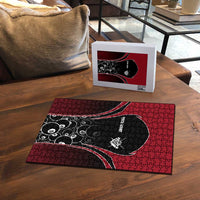 Personalized Billiards Eight Ball Puzzle with Red Wing Emblem and Black Gradient Bubble Pattern - Wonder Print Shop