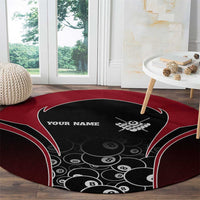 Personalized Billiards Eight Ball Round Carpet with Red Wing Emblem and Black Gradient Bubble Pattern - Wonder Print Shop