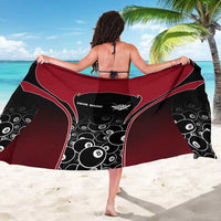Personalized Billiards Eight Ball Sarong with Red Wing Emblem and Black Gradient Bubble Pattern - Wonder Print Shop