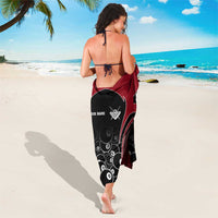 Personalized Billiards Eight Ball Sarong with Red Wing Emblem and Black Gradient Bubble Pattern - Wonder Print Shop