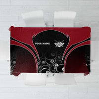 Personalized Billiards Eight Ball Tablecloth with Red Wing Emblem and Black Gradient Bubble Pattern - Wonder Print Shop