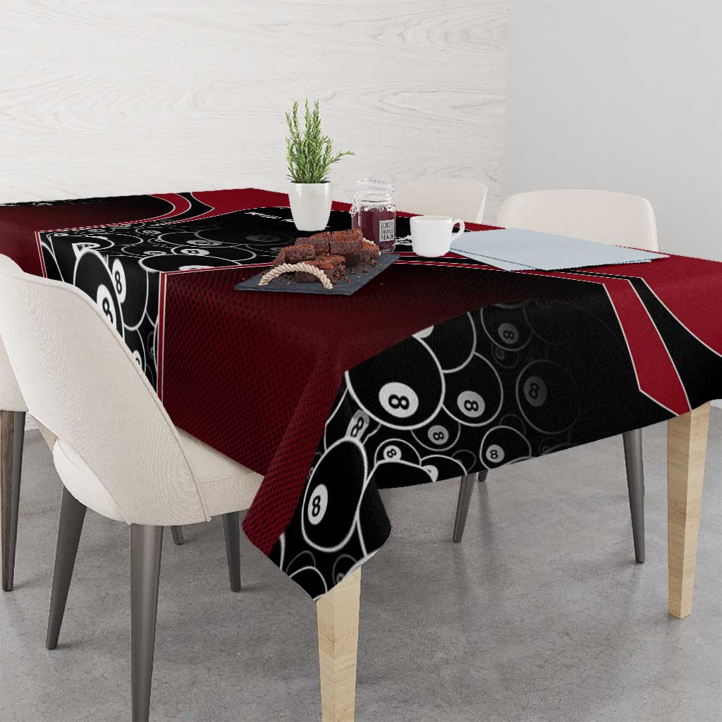Personalized Billiards Eight Ball Tablecloth with Red Wing Emblem and Black Gradient Bubble Pattern - Wonder Print Shop