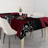 Personalized Billiards Eight Ball Tablecloth with Red Wing Emblem and Black Gradient Bubble Pattern - Wonder Print Shop