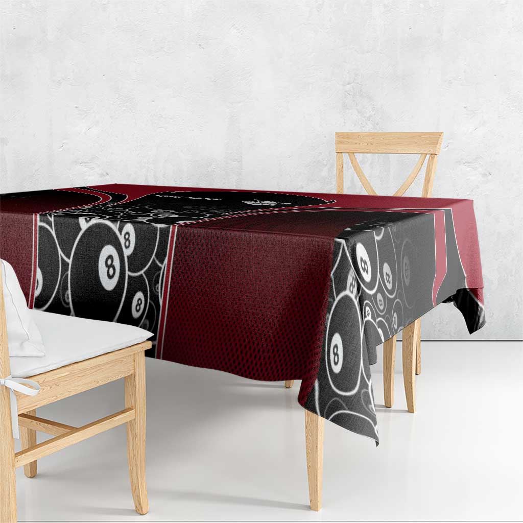 Personalized Billiards Eight Ball Tablecloth with Red Wing Emblem and Black Gradient Bubble Pattern - Wonder Print Shop