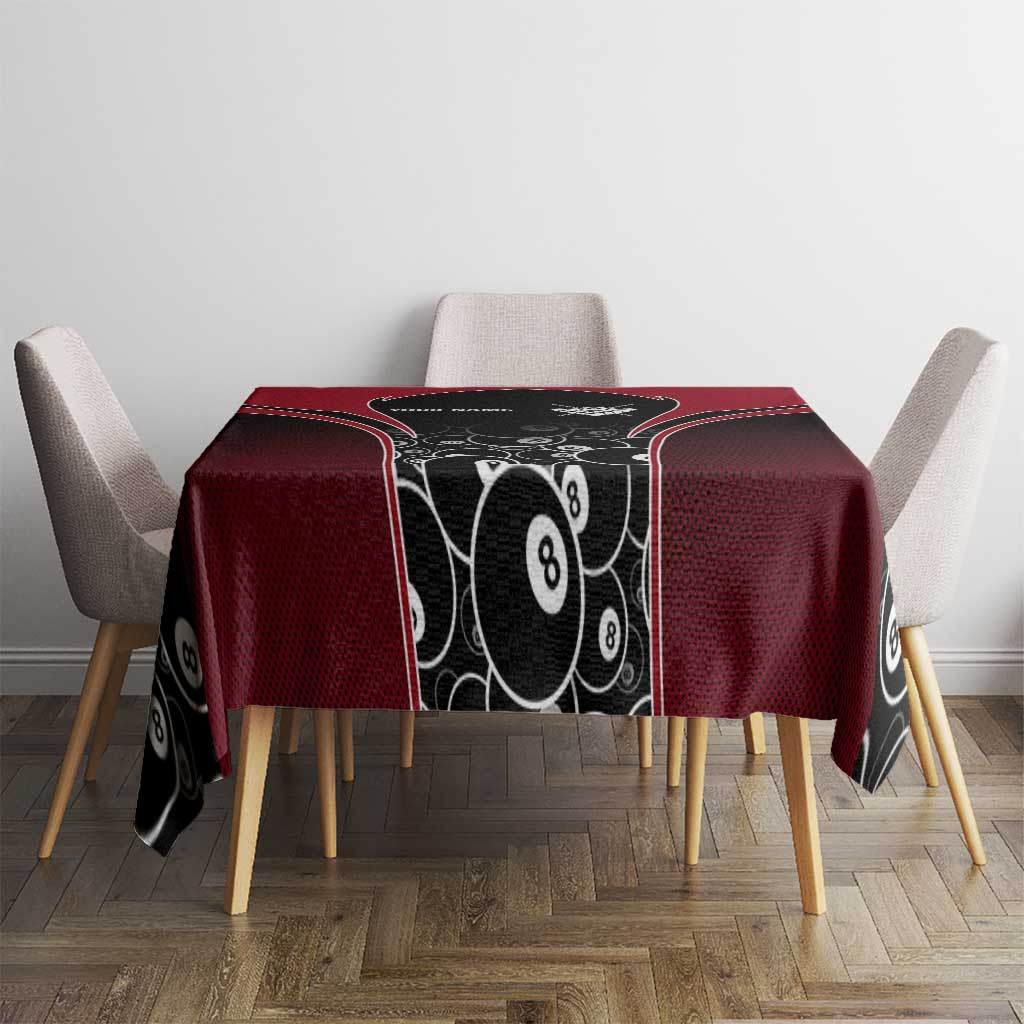 Personalized Billiards Eight Ball Tablecloth with Red Wing Emblem and Black Gradient Bubble Pattern - Wonder Print Shop