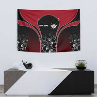 Personalized Billiards Eight Ball Tapestry with Red Wing Emblem and Black Gradient Bubble Pattern - Wonder Print Shop