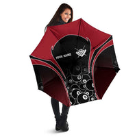 Personalized Billiards Eight Ball Umbrella with Red Wing Emblem and Black Gradient Bubble Pattern - Wonder Print Shop