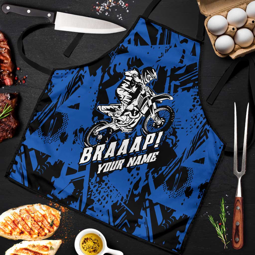 Personalized Motocross Rider Apron with Blue Graffiti Splash Pattern - Wonder Print Shop