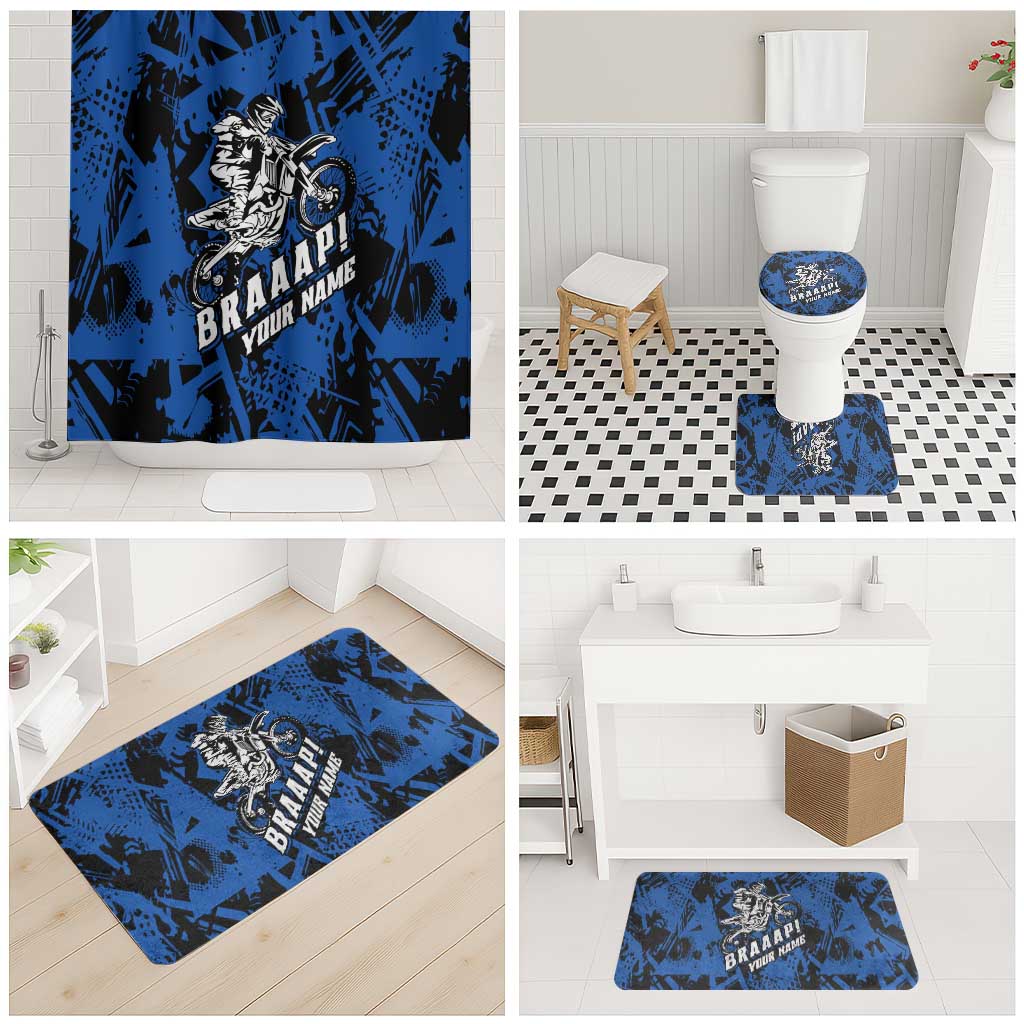 Personalized Motocross Rider Bathroom Set with Blue Graffiti Splash Pattern - Wonder Print Shop