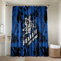 Personalized Motocross Rider Bathroom Set with Blue Graffiti Splash Pattern - Wonder Print Shop