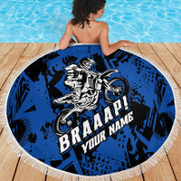 Personalized Motocross Rider Beach Blanket with Blue Graffiti Splash Pattern - Wonder Print Shop