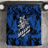 Personalized Motocross Rider Bedding Set with Blue Graffiti Splash Pattern - Wonder Print Shop