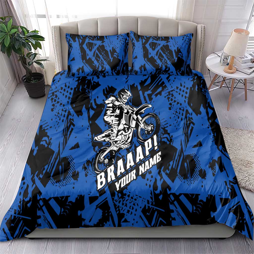 Personalized Motocross Rider Bedding Set with Blue Graffiti Splash Pattern - Wonder Print Shop