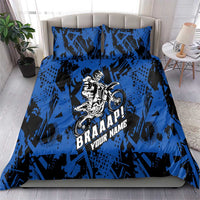 Personalized Motocross Rider Bedding Set with Blue Graffiti Splash Pattern - Wonder Print Shop