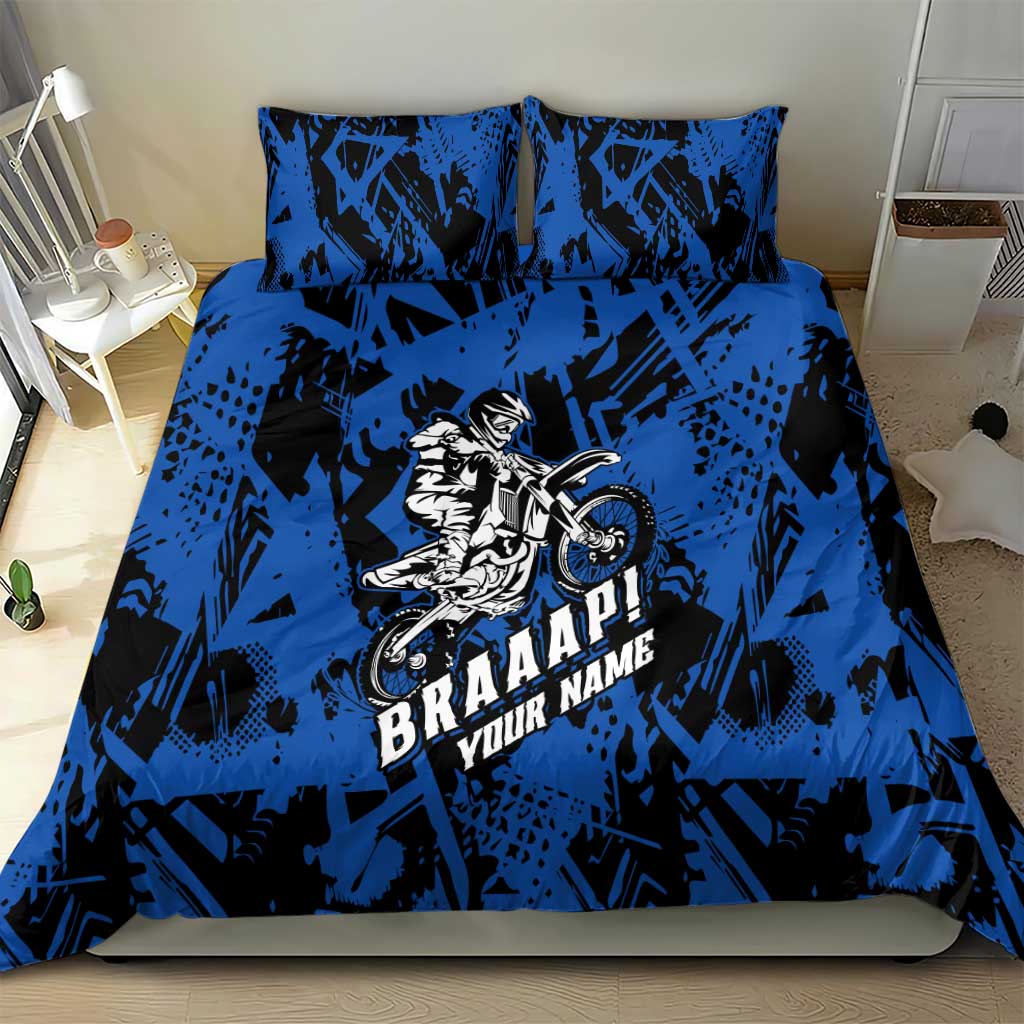 Personalized Motocross Rider Bedding Set with Blue Graffiti Splash Pattern - Wonder Print Shop