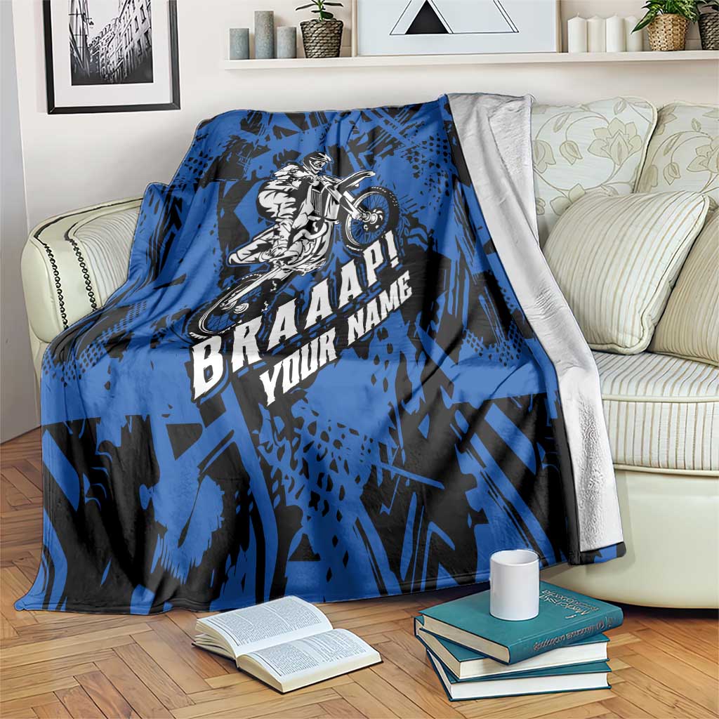 Personalized Motocross Rider Blanket with Blue Graffiti Splash Pattern - Wonder Print Shop