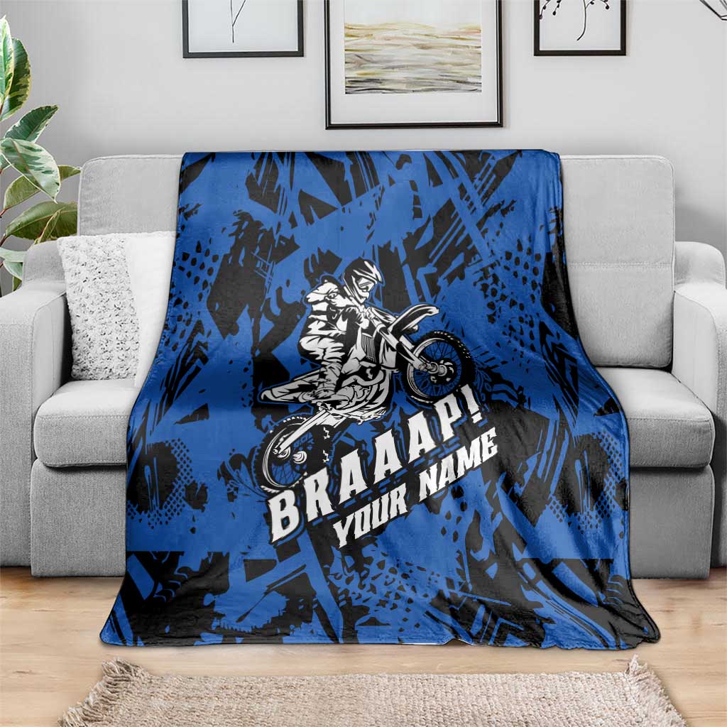 Personalized Motocross Rider Blanket with Blue Graffiti Splash Pattern - Wonder Print Shop