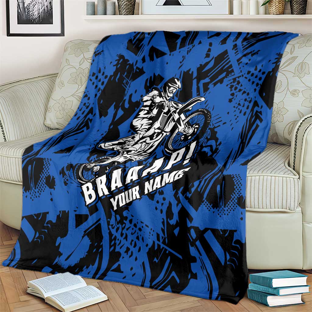 Personalized Motocross Rider Blanket with Blue Graffiti Splash Pattern - Wonder Print Shop