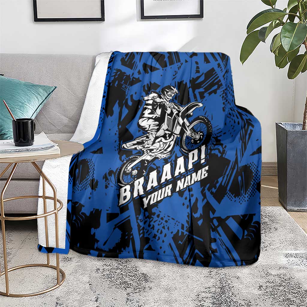 Personalized Motocross Rider Blanket with Blue Graffiti Splash Pattern - Wonder Print Shop