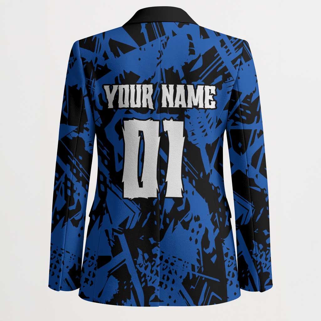 Personalized Motocross Rider Blazer with Blue Graffiti Splash Pattern - Wonder Print Shop