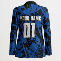 Personalized Motocross Rider Blazer with Blue Graffiti Splash Pattern - Wonder Print Shop