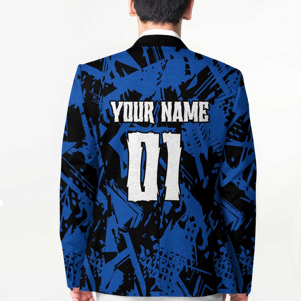 Personalized Motocross Rider Blazer with Blue Graffiti Splash Pattern - Wonder Print Shop