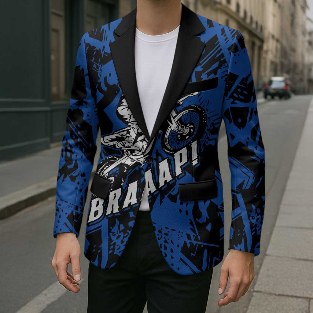 Personalized Motocross Rider Blazer with Blue Graffiti Splash Pattern - Wonder Print Shop