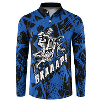 Personalized Motocross Rider Button Sweatshirt with Blue Graffiti Splash Pattern - Wonder Print Shop