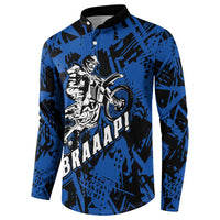 Personalized Motocross Rider Button Sweatshirt with Blue Graffiti Splash Pattern - Wonder Print Shop