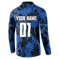 Personalized Motocross Rider Button Sweatshirt with Blue Graffiti Splash Pattern - Wonder Print Shop