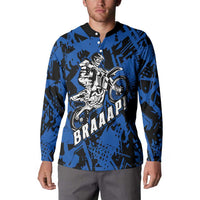 Personalized Motocross Rider Button Sweatshirt with Blue Graffiti Splash Pattern - Wonder Print Shop