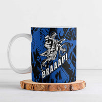 Personalized Motocross Rider Ceramic Mug with Blue Graffiti Splash Pattern - Wonder Print Shop