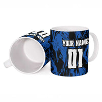 Personalized Motocross Rider Ceramic Mug with Blue Graffiti Splash Pattern - Wonder Print Shop