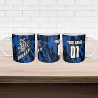 Personalized Motocross Rider Ceramic Mug with Blue Graffiti Splash Pattern - Wonder Print Shop