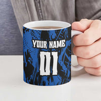 Personalized Motocross Rider Ceramic Mug with Blue Graffiti Splash Pattern - Wonder Print Shop