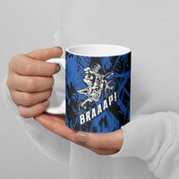 Personalized Motocross Rider Ceramic Mug with Blue Graffiti Splash Pattern - Wonder Print Shop
