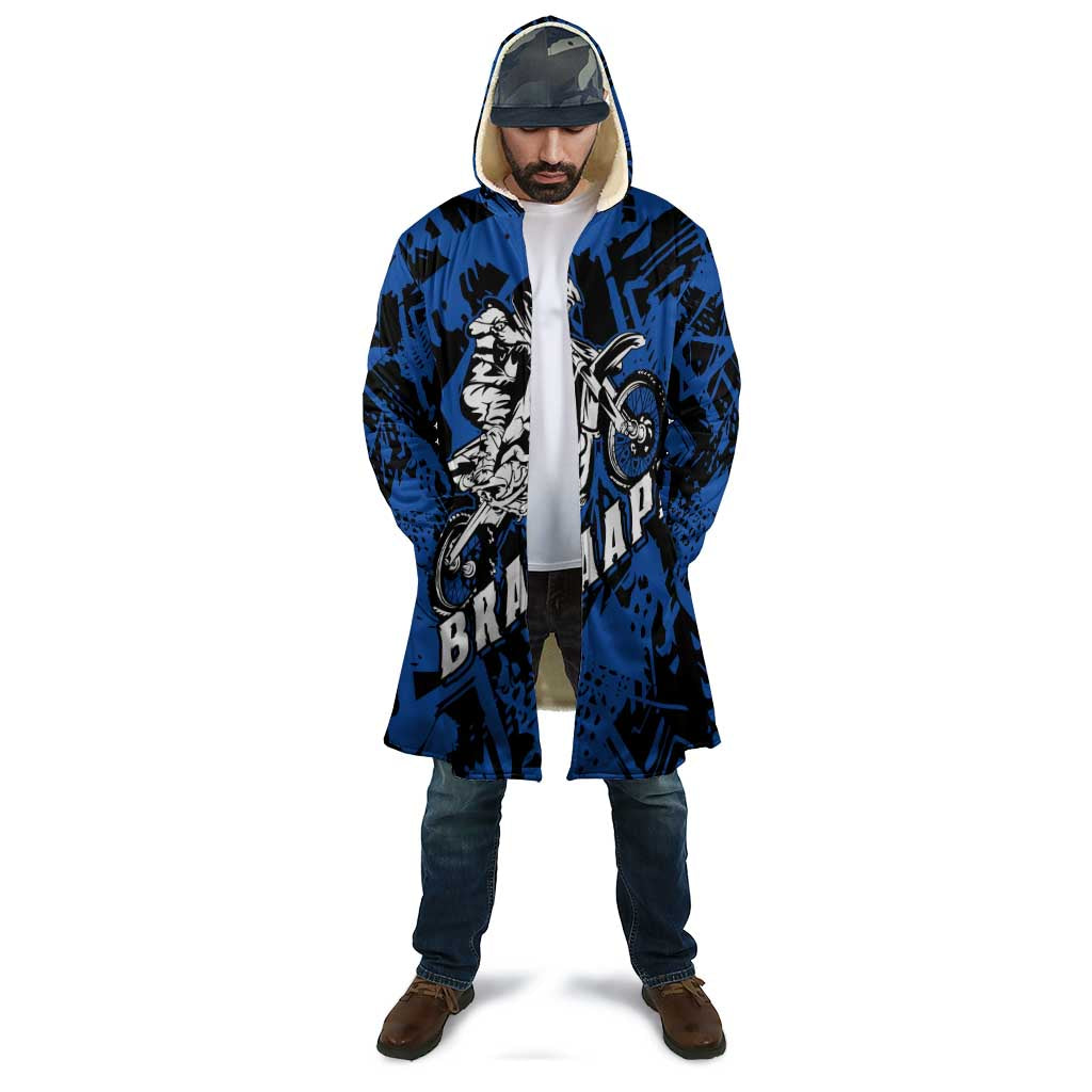Personalized Motocross Rider Cloak with Blue Graffiti Splash Pattern - Wonder Print Shop