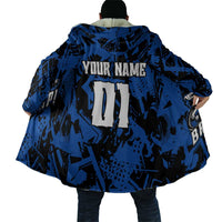 Personalized Motocross Rider Cloak with Blue Graffiti Splash Pattern - Wonder Print Shop