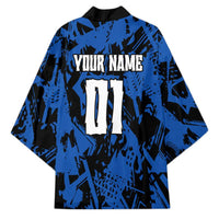 Personalized Motocross Rider Kimono with Blue Graffiti Splash Pattern - Wonder Print Shop