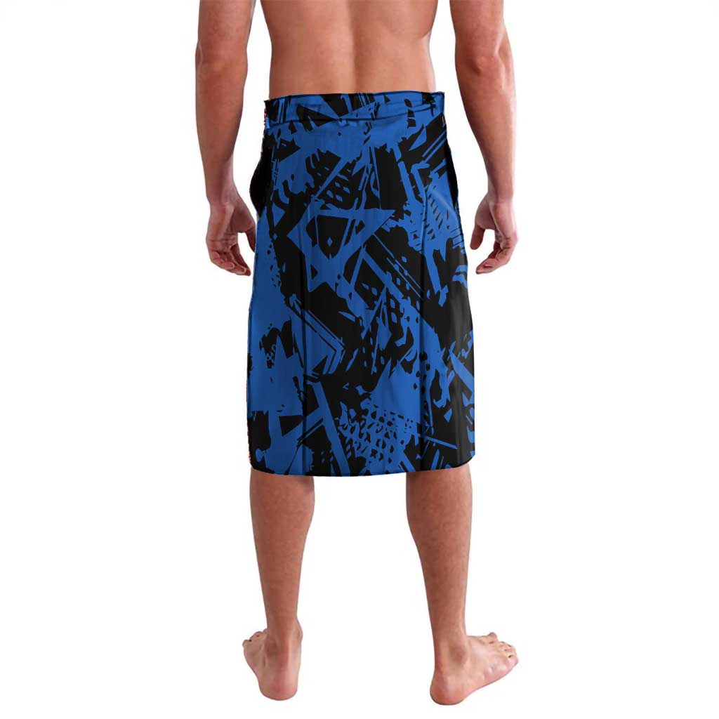 Personalized Motocross Rider Lavalava with Blue Graffiti Splash Pattern - Wonder Print Shop