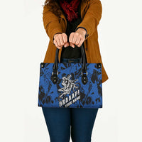 Personalized Motocross Rider Leather Bag with Blue Graffiti Splash Pattern - Wonder Print Shop