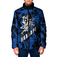 Personalized Motocross Rider Padded Jacket with Blue Graffiti Splash Pattern - Wonder Print Shop
